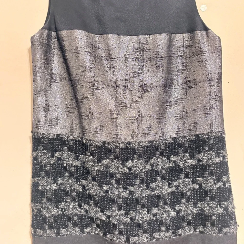 Tory‎ Burch 2008 Ready-to-Wear Runway Mixed Media Metallic Sheath Dress Size 6